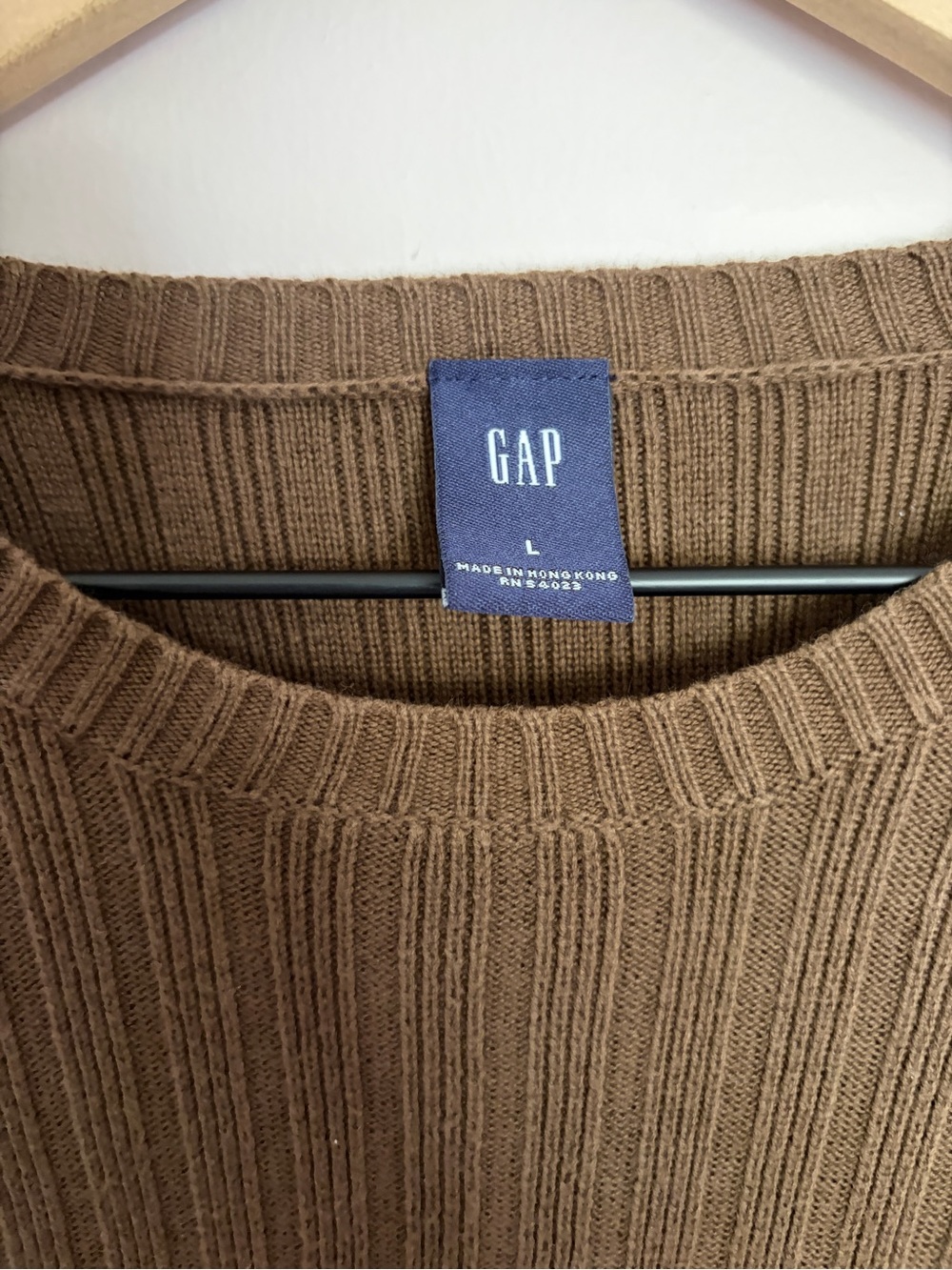 Gap y2k Chocolate Brown Rib Stitch Sweater Large - Picture 2 of 3